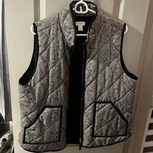 J Crew Black and White Chevron Vest